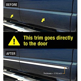 Made in USA! Compatible with 2007-2013 Chevy Silverado/GMC Sierra Crew Cab Long Bed Body Side Molding Trim 1.5" Wide 4PC