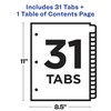 Avery Ready Index Classic Tab Titles, 31-Tab, 1-31, 8.5 X