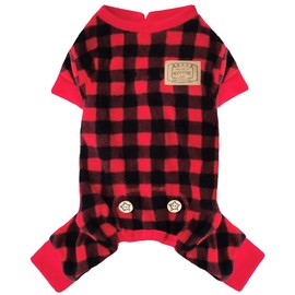 KYEESE Dogs Pajamas Plaid for Small Dog Red Buffalo Check Dog Pajama Onesie for Small Dogs