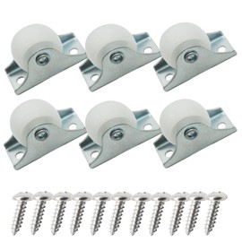 Floyutin 1 inch Rigid No-Swivel Plate Casters Small Rubber Wheels for Furniture and Workbench 6 Packs(Free Screws), White (PP)