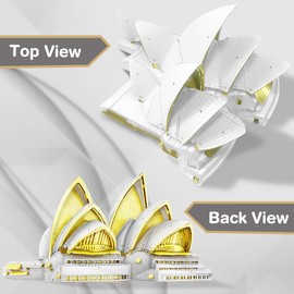 Piececool 3D Metal Puzzles for Adults, Sydney Opera House Model Kits, DIY Metal 3D Puzzles for Adults Brain Teaser for Teens, Great Birthday New Year Gifts, 122 Pcs