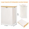WOWLIVE 165L Double Laundry Hamper with Lid Bamboo Laundry Basket