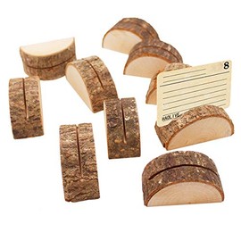 5pcs Rustic Wood Card Holders Table Numbers Holder Stand Wooden Memo Holder Card Photo Picture Note Clip Holders for Wedding Parties