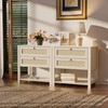 GRUSIGN Nightstand with Drawers and Storage Shelf - Large Nightstands
