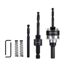 GEINXURN Heavy Duty Quick Change Hole Saw Mandrel, 7/16-Inch and 3/8 Inch Hole Saw Arbor with 3Pcs Central Drill/2PCS Hex wrench/2Pcs Spring