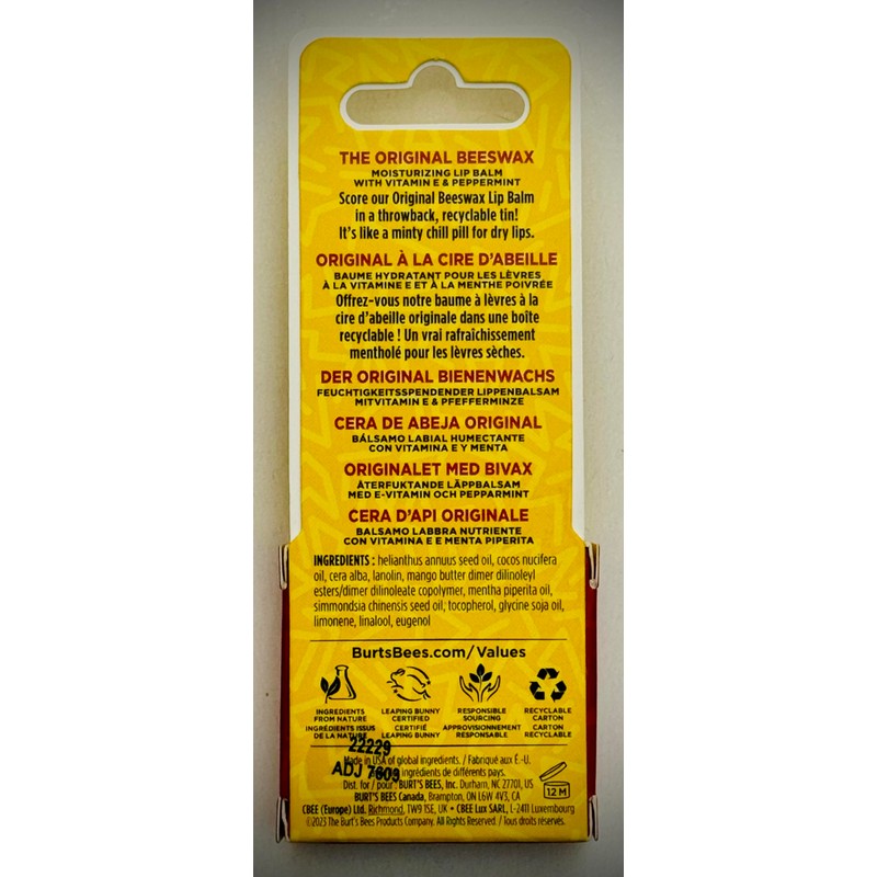 Burt's Bees Moisturizing Retro Lip Balm Tin with Vitamin E