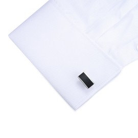 HONEY BEAR 3 Pairs Round Crystal Cufflinks Set - Rectangle Stainless Steel for Men's Shirt Wedding Business Gift, Silver Black (Without Box)