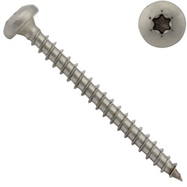 SC9045 Chipboard Screws with Round Head and TX - 4.5 x 60 mm - (Pack of 100) - Reinforced Head, Pan Head, Drive: T-20) - Full Thread - Stainless Steel A2 V2A SC-Normteile®