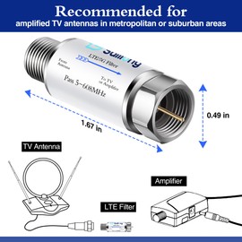 Saillong LTE Filter for TV Antenna, 4G 5G LTE Signal to Reduce Interference and Pixilation for Clear Digital TV Reception, Frequency Range 5-608 MHz, Indoor Outdoor Installation(2 Pack)