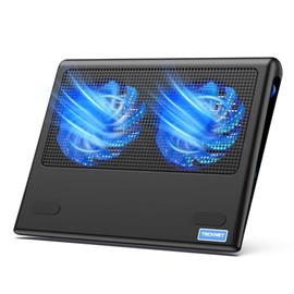 TeckNet panel de refrigeración para laptop, soporte de panel de refrigeración silencioso para laptop o notebook, ultraliviano y portátil, con 2 ventil