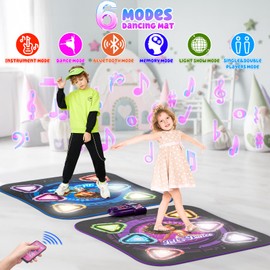 Surelect Dance Mat, 2025 Light Up 2-Player Opposing Dance Pad with Single & Double Player Modes, 12-Button Kids Music Toys with Bluetooth, Birthday for 3-12 Year Old Boys Girls