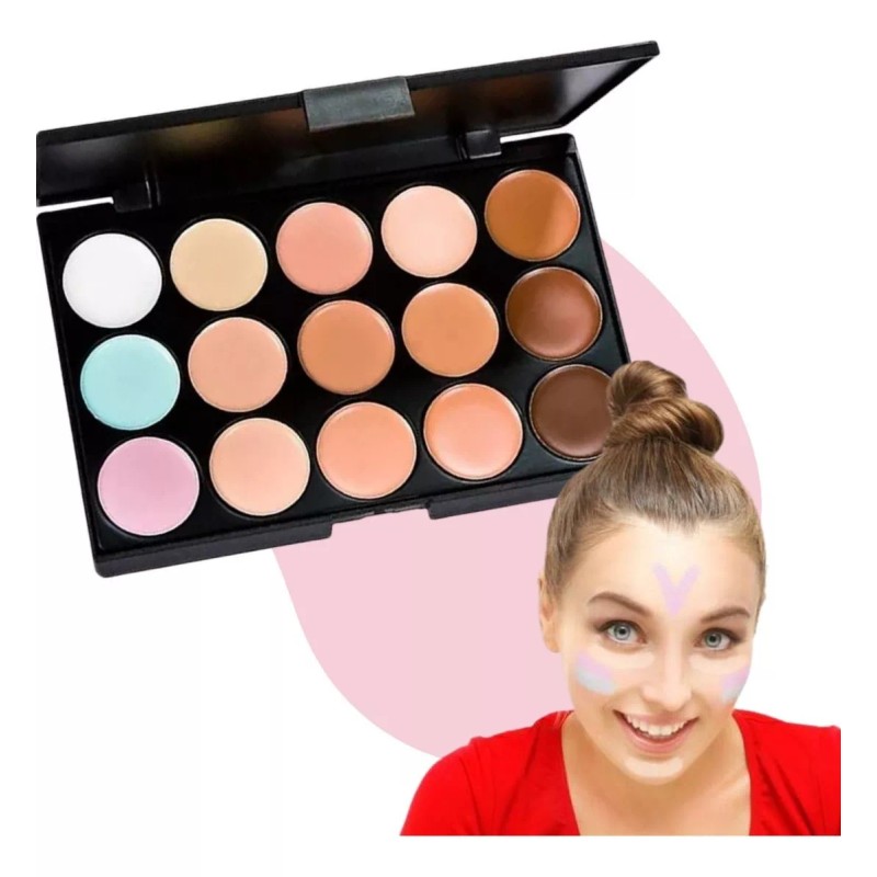 Veraly Paleta De 15 Correctores Premium Maquillaje Alta Cobertura F