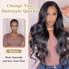 Curly V Part Wig Body Wave Half Wigs for Black Women, Curly Synthetic Wig Yaki Wear and Go Glueless Wig, Long Wavy Half Wig Heat Resistant Clip in Wig Beginner Friendly for Daily Wear, 24 Inch, #2