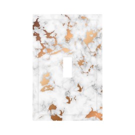 Lexury White Red Golden Marble 1 Gang Light Switch Plate Decorative Single Toggle Wall Plate Cover Electrical Switchplate Faceplate for Bedroom Room Decorate Jumbo