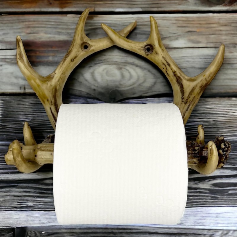 Deer Antler Wall Mounted Toilet Paper Roll Holder – Rustic