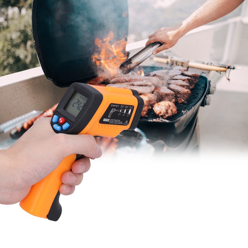 GM550 Infrared Thermometer Handheld Temperature Tester Digital NonContact Thermometer(Orange Yellow