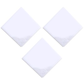 KALIONE 3 Pcs White Soft Ladies Handkerchiefs - 11 Inch Portable Womens Handkerchiefs, Elegant Embroidery Lace Square for Afternoon Tea, Party