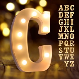 Laerjin Letter Lights-C, Light Up Letters, Marquee Letters with Lights, Decorative Led Light Up Number