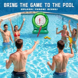 Luottis Inflatable Dart Board Pool Toys Games, Pool Toys for Kids Ages 8-12, Axe Throwing Game with 4 Soft EVA Axes, Summer Swimming Pool Games Water Toy Pool Party Games for Teens Adults Family