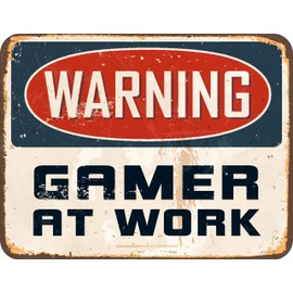 Original RAHMENLOS Decorative Tin Sign for Gamers - Gamer at Work