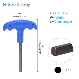 CoCud T-Handle Hex Key, H6 6mm Hex, S2 Steel Metric T-Key Wrench - (Applications: for Basic Home Repair and Mechanical Maintenance), 2-Pieces