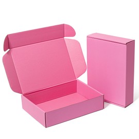 Timirog Pink Shipping Boxes 9x6.5x2 Inches 25 Pack- Corrugated Cardboard Mailing Box for Small Business, Tab Locking Literature Mailer for Packing Jewelry Ornament Gift Craft Packaging Supplier