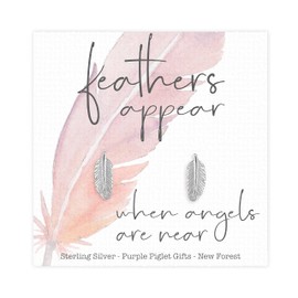 Sterling Silver Feather Earrings For Beareavement Gift 'Feathers Appear When Angels Are Near' Loss Present Boxed Ear Studs Jewellery
