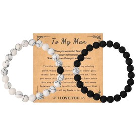 Boyfriend Husband Birthday Gifts Bracelets for Fiance Hubby Anniversary Christmas Gifts for Him Bf Bracelet for Men Husband Valentines Day Gift for Boyfriend Matching Natural Stone Bracelets for Men