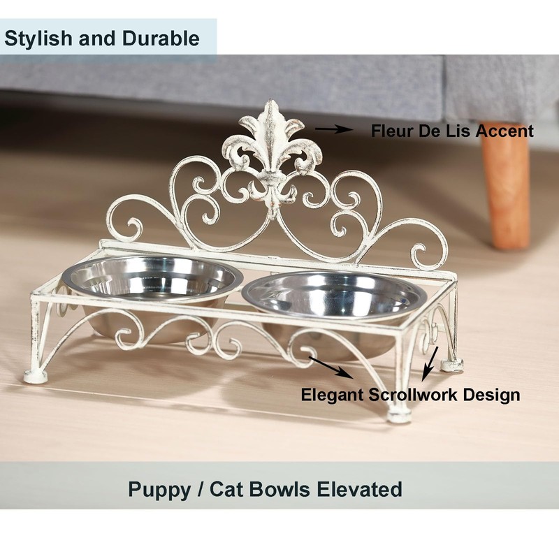 Oligsky Iron Dog Cat Bowls Elevated - Dog Cat Food
