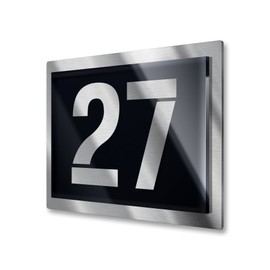 Metzler House Number Sign Stainless Steel Custom House Number in Black, Street Sign with House Number, V2A Stainless Steel, Scratch Resistant, Durable, Brushed, 3D Effect, Made in Germany, Size: 25 x
