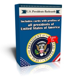 US Presidents and President related flashcards. Illustrated Pocket Box set of 54 cards.