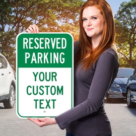 Reserved Parking Green Custom Sign, 12x18 Inches, Rust Free .063 Aluminum, Fade Resistant, Made in USA by Sigo Signs