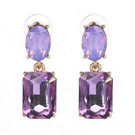 Statement Earring Shinyopal Crystal Stud Earrings Women 3 Colors Natural Stone Jewelry Purple
