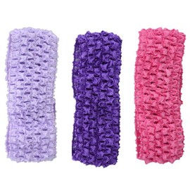 Mytoptrendz® 3 PCS Toddler Baby Soft Headband Stretchy Elastic Crochet Mesh Net Girls Kylie Bandeau Hair Wrap - Lilac, Purple and Rose pink (Lilac mix- assorted)