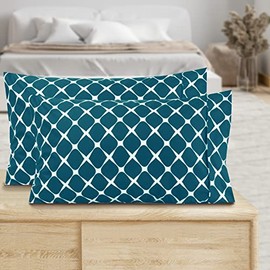 Elegant Comfort Pattern Printed Pillowcases 2-Piece Set Egyptian Quality 1500 Thread Count Timeless Classic Designs Soft and Smooth Weave, Wrinkle Resistant, Bloomingdale King Pillowcase, Turquoise