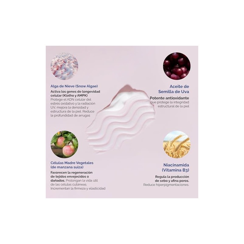 Crema Facial Antiedad con Alga Suiza y Células Madre |