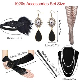 Wevmris 1920s Flapper Accessories for Woman,Sequined Shawl Wraps Feather Headpiece Pearl Necklace Earrings Long Gloves