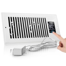 PowerScale 4" x 10" Smart Vent Air Booster Register Fan with Humidity Temeperature Sensor Register Fan with LCD Display Touchscreen Ceiling Register Booster for Efficient HVAC Air Boosting