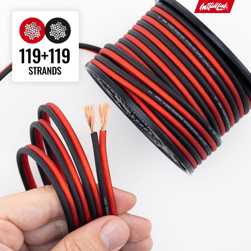 Install Link 14 AWG Gauge Speaker Wire Cable (Oxygen Free