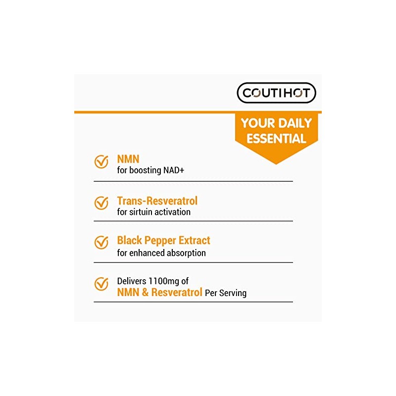NMN and Trans-Resveratrol 1100mg - with Black Pepper Extract Blend