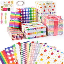 NUOWEI 6 Hojas Papel de Regalo, 50 x 70cm Plegable Embalaje De Caja De Regalo Regalo Papel, papel para Envolver Es Adecuado Para Regalos De Cumpleaños, regalos De Aniversario, Regalos De Graduación