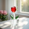KRISININE Mini Crystal Rose Flower Figurine Glass Flower Ornament Birthday