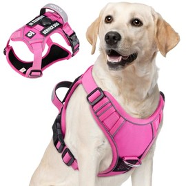 SlowTon Arnés de Perros Grande Mediano Pequeño Porta para AirTag，3 en 1 Pechera para Perro Ajustable Reflectante Transpirable, Arnés para Perro Sin Tirones Incluye Dos Pegatinas Mágicas