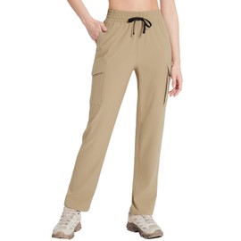 baleaf Women's Hiking Pants Cargo Quick Dry Pants Water Resistant Loose Lightweight Travel Fishing Outdoor UPF50+ Shroom Taupe Large