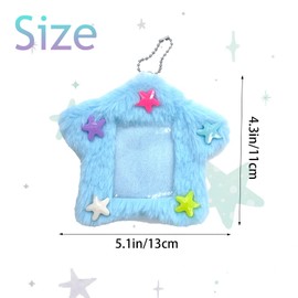 SXYYDSG 2 Pcs Star Photocard Holder 3 Inch Cute Plush PhotoCard Holder Plush Keychain Photocard Holder Student Card Bus Card Shell Protective Photo Sleeves (Blue and Yellow)