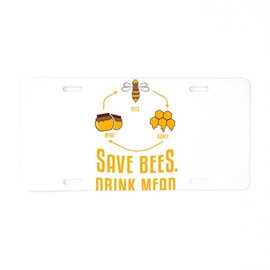 CafePress Honey Bee Drink Mead Beer B Aluminum License Plate, Front License Plate, Vanity Tag