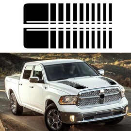 ramuel Car Hood Modified Racing Stripes Vinyl Decorative Scratch Decals 2 Pieces for All Cars SUV Truck Off-Road Vehicle Universal (F1 Gloss Black)