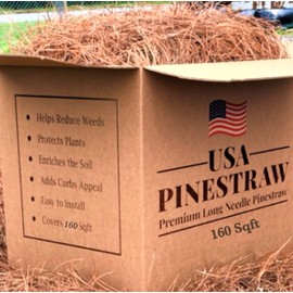 USA Pine Straw - Premium Pine Needle Mulch (Pine Needle Mulch - Covers 160 Sqft 1 Set)