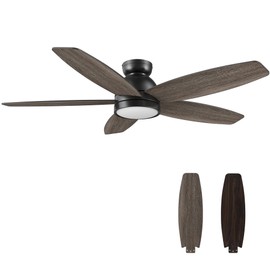 Carro 52" Ceiling Fan with Light Flush Mount, DC 10 Speeds Silent with Remote, Low Profile Ceiling Fan with 3 Dual Finish Blades, 3 Light Colors Dimmable LED Ceiling Fan for Living Room