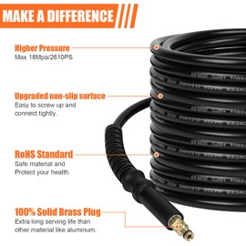 YUET 15M High Pressure Washer Replacement Hose for Kärcher K Series Washers Domestic Karcher K2, K3, K4, K5, K7, Click Type Plug Quick Connector Accessories Extension Water Clean Pipe